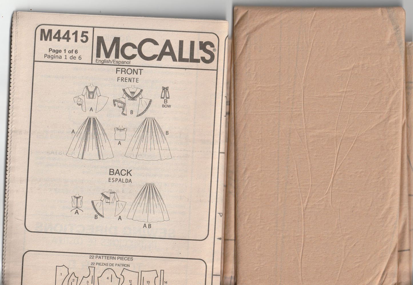 McCall's 4415 Womens Civi War Era Southern Belle Costume for Cosplay or Theatre Out Of Print Paper Sewing Pattern Size 6-12 UNCUT Factory Folded