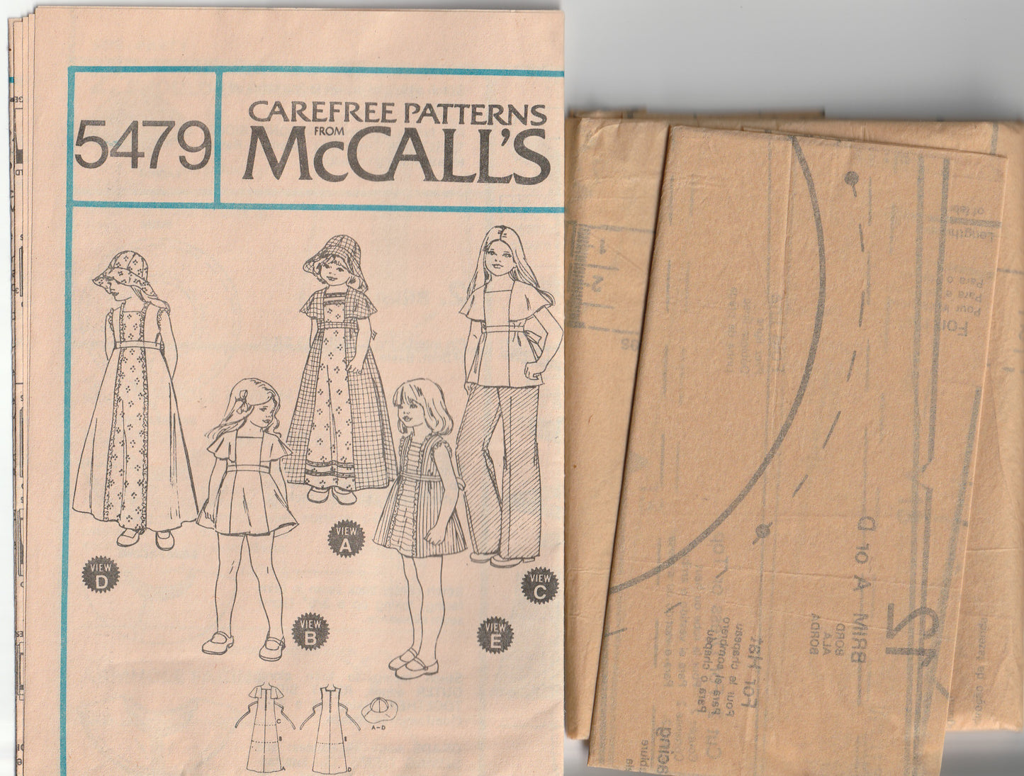 McCall's 5479 Girl's Panelled Dress Top & Sunhat Vintage Paper Sewing Pattern Size 6
