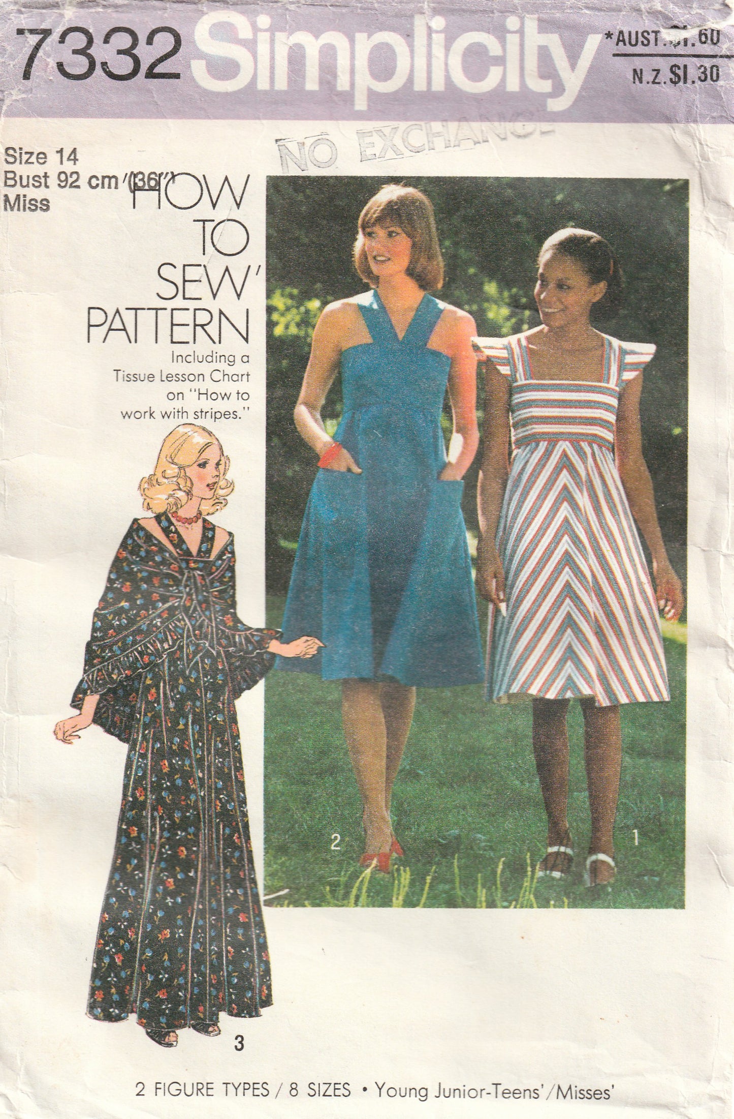 Simplicity 7332 Womens Empire Waisted Sundress Maxi Dress & Shawl 1970s Vintage Paper Sewing Pattern Size 14 Bust 36 inches
