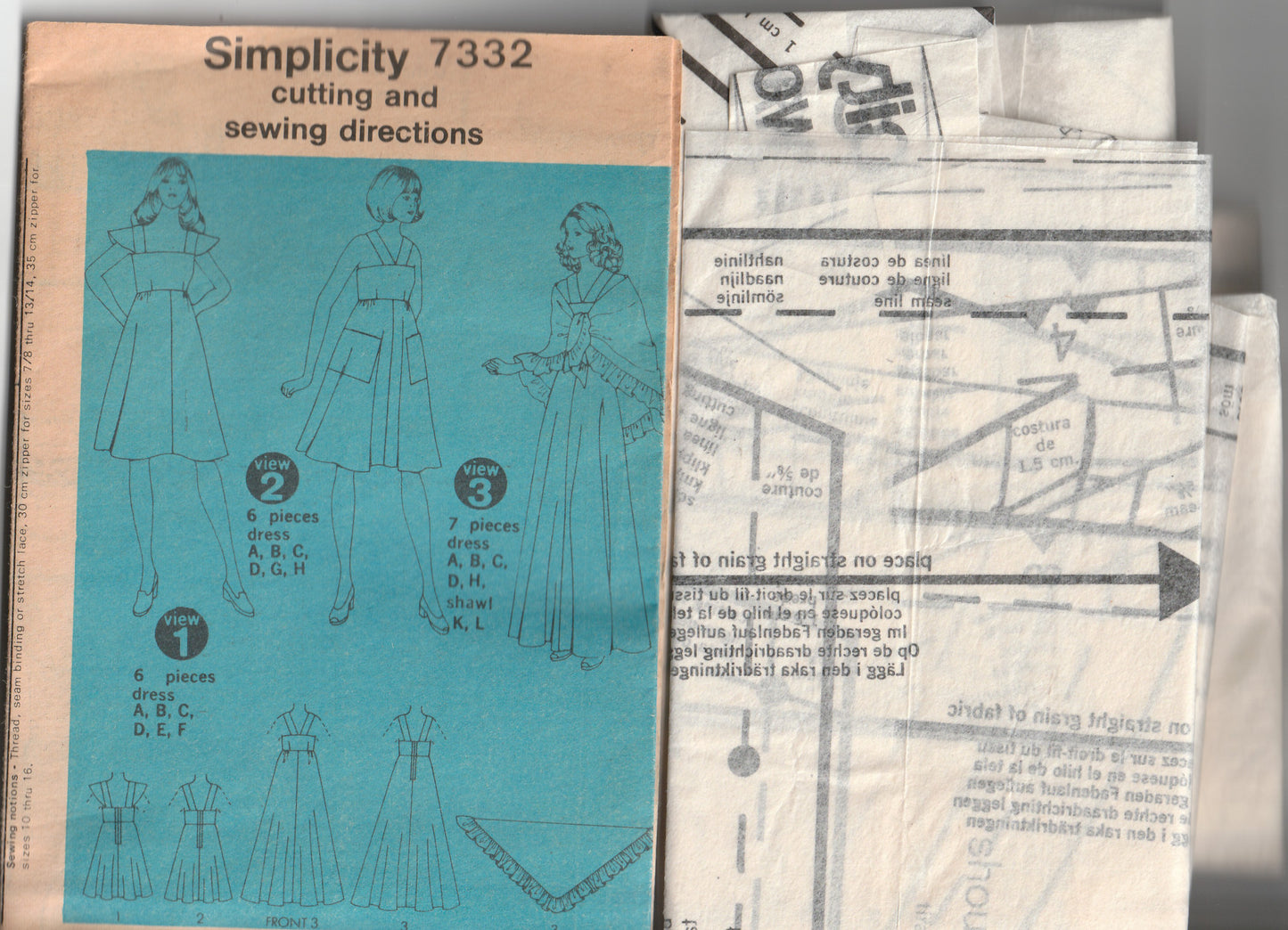 Simplicity 7332 Womens Empire Waisted Sundress Maxi Dress & Shawl 1970s Vintage Paper Sewing Pattern Size 14 Bust 36 inches