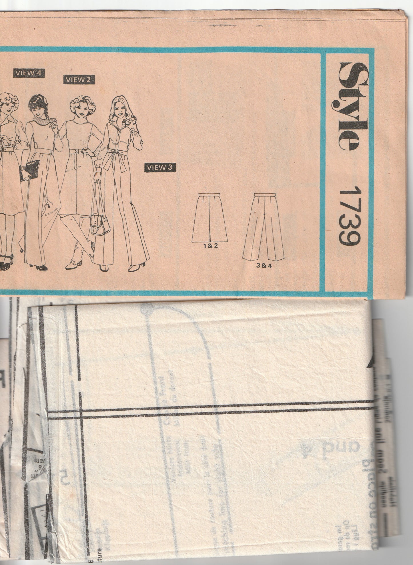 Style 1739 Young Junior Teens Casual Pants & Skirts 1970s Vintage Paper Sewing Pattern Waist 25 Inches
