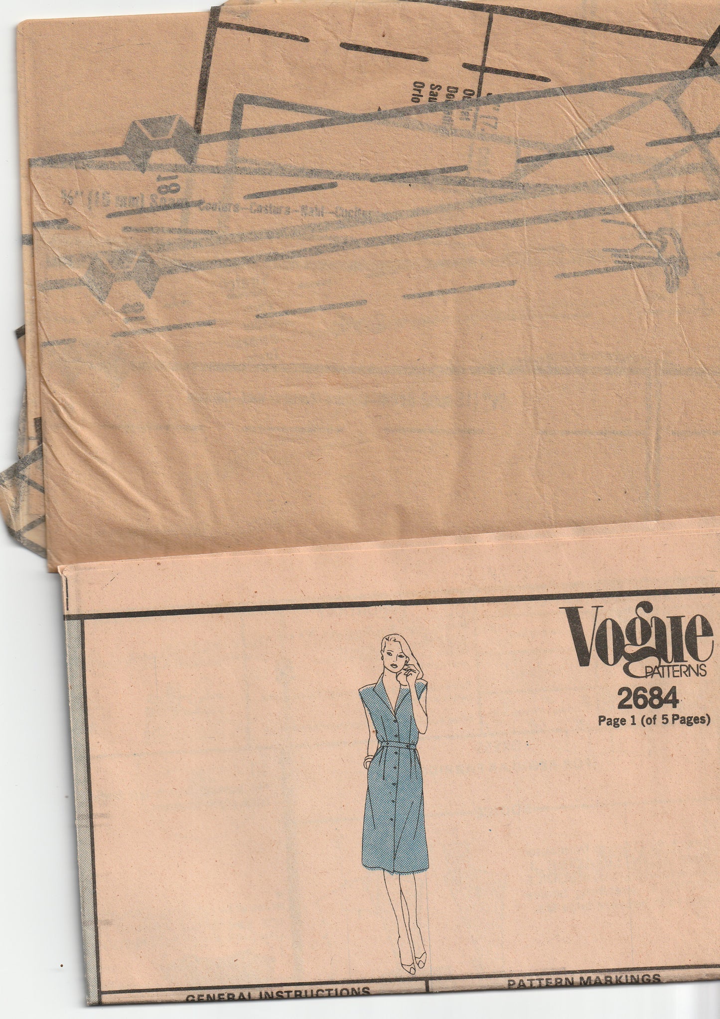 Vogue American Designer 2684 ADELE SIMPSON Womens Slim Cap Sleeved Shirtdress 1980s Vintage Paper Sewing Pattern Size 16 Bust 38 Inches