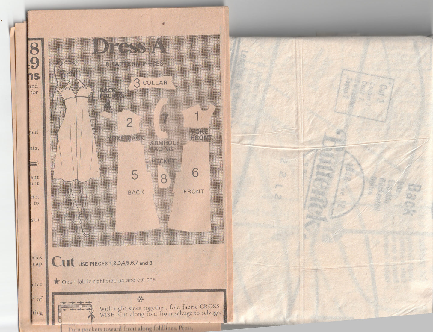 Butterick 4948 Womens Wide Collar Yoked Jumper Dress 1970s Vintage Paper Sewing Pattern Size 12 Bust 34 inches