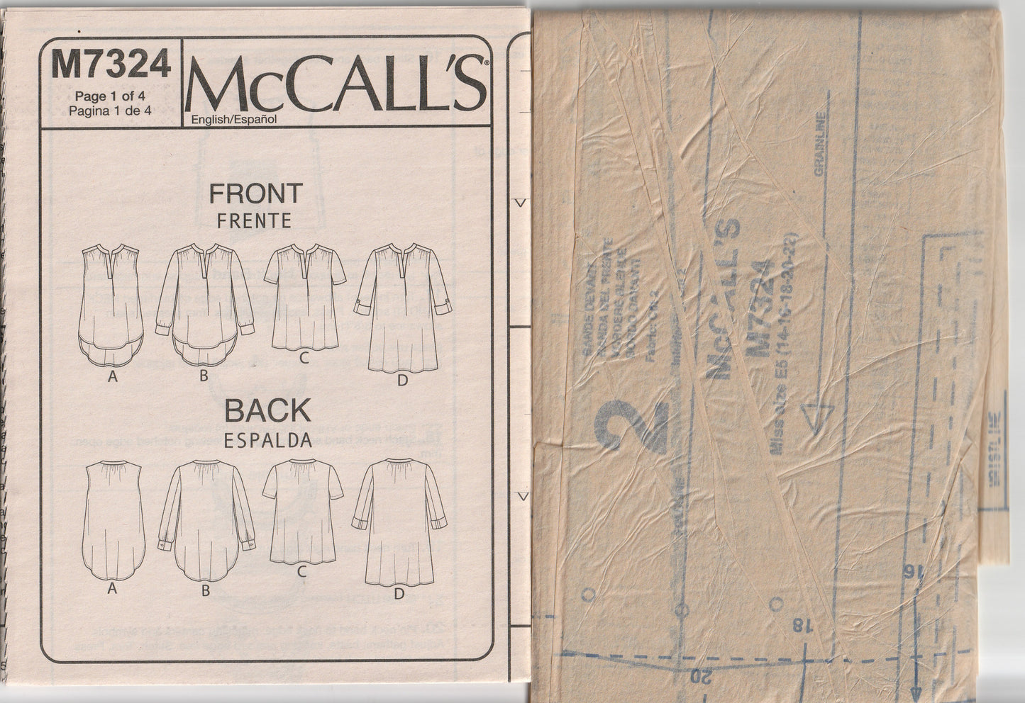 McCall's 7324 Womens EASY Pullover Tops & Tunics Paper Sewing Pattern Size 14 - 22 UNCUT Factory Folded