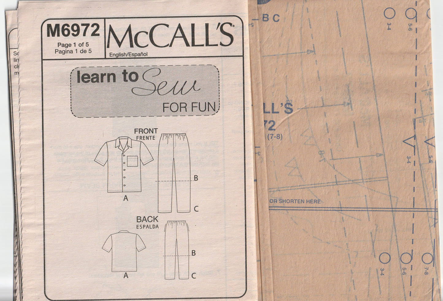 McCall's 6972 EASY Mens or Boys Shirts Shorts & Pants Paper Sewing Pattern UNCUT Factory Folded