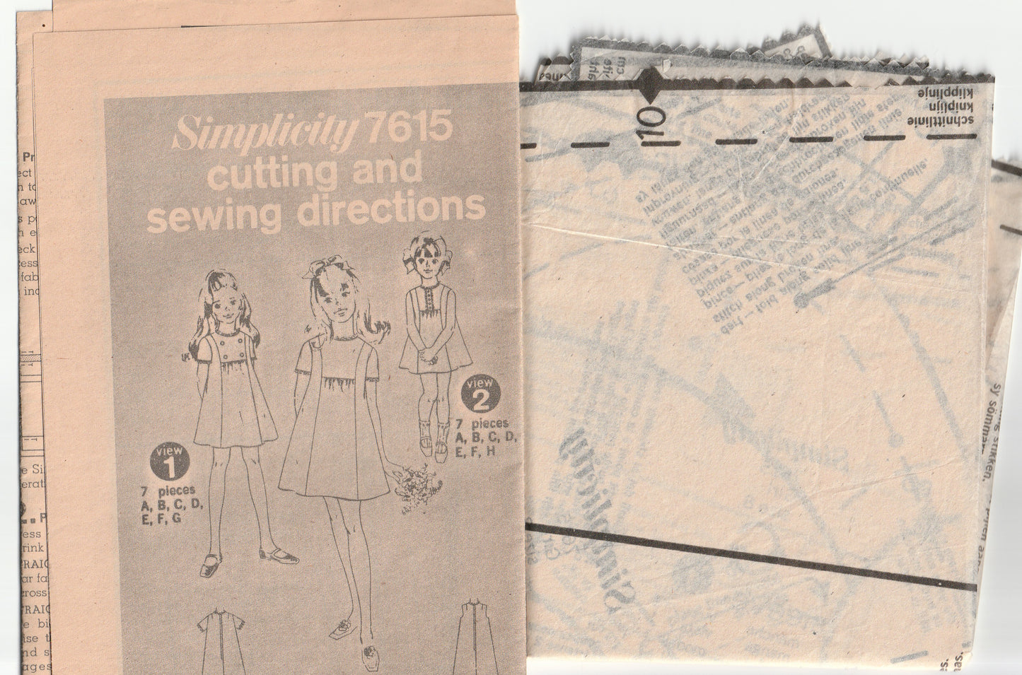 Simplicity 7615 Girls Empire Waisted Mini Dress 1960s Vintage Paper Sewing Pattern Size 8