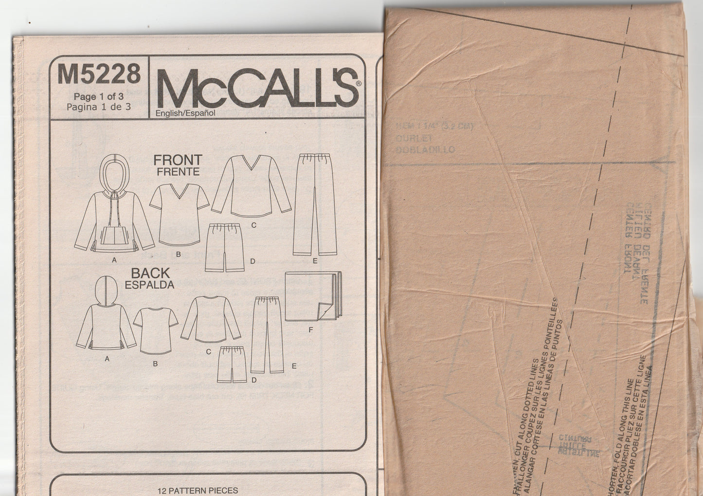 McCall's 5228 Boys & Girls Fleece Tops Shorts Pants & Blanket Out Of Print Paper Sewing Pattern Size 7 - 12 UNCUT Factory Folded