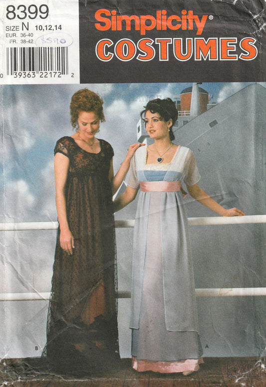 Simplicity 8399 Womens 1910s Era TITANIC Costume Dress 1990s Vintage Paper Sewing Pattern Size 10 - 14 UNCUT Factory Folded