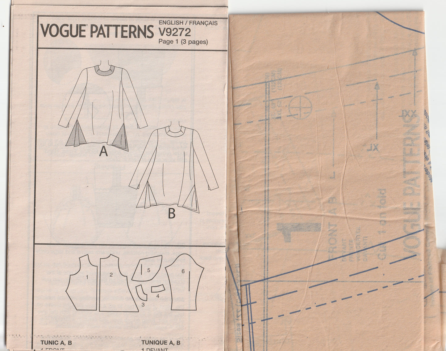Vogue Designer Original 9272 MARCY TILTON Womens Stretch Knit Tunic Tops with Godet Hem Out Of Print Paper Sewing Pattern Size L - XXL UNCUT Factory Folded