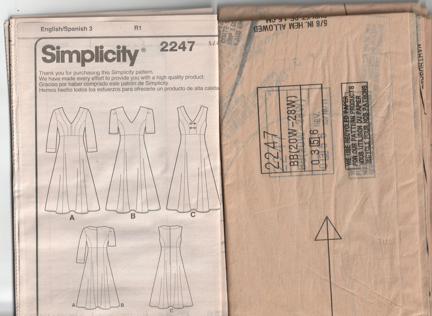 Simplicity 2247 Womens AMAZING FIT Princess Fit & Flared Dress Paper Sewing Pattern Size 20W - 28W UNCUT Factory Folded