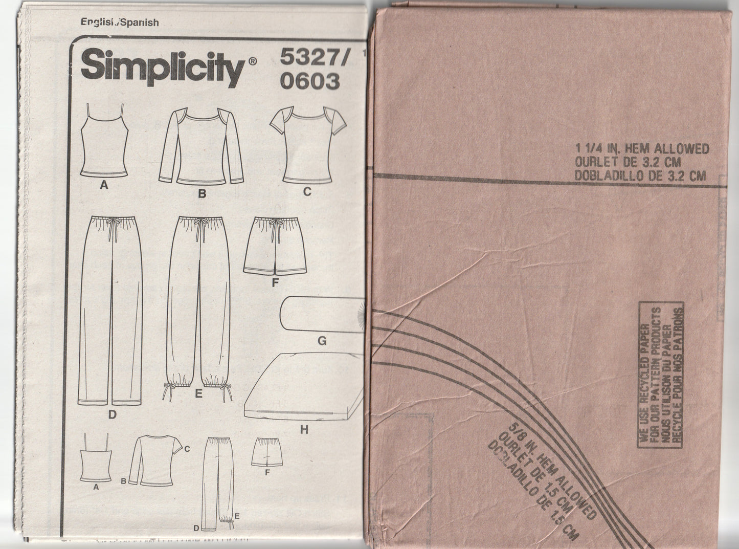 Patrón de costura Simplicity 5327 para ropa deportiva y accesorios de yoga elásticos para mujer, talla 4 a 10, sin cortar, doblado de fábrica