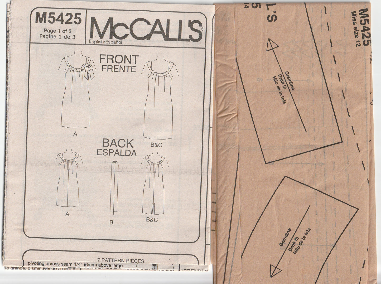 McCall's 5425 Womens Pullover Sundress & Belt Out Of Print Paper Sewing Pattern Sizes 6 - 14 UNCUT Factory Folded