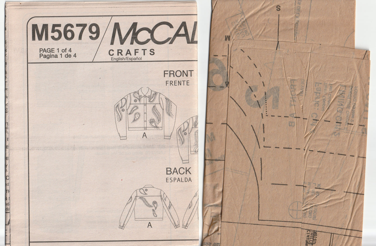 McCall's 5679 Womens Bomber Jackets with Raw Edge Embellishments Out Of Print Paper Sewing Pattern Size XS - XL UNCUT Factory Folded