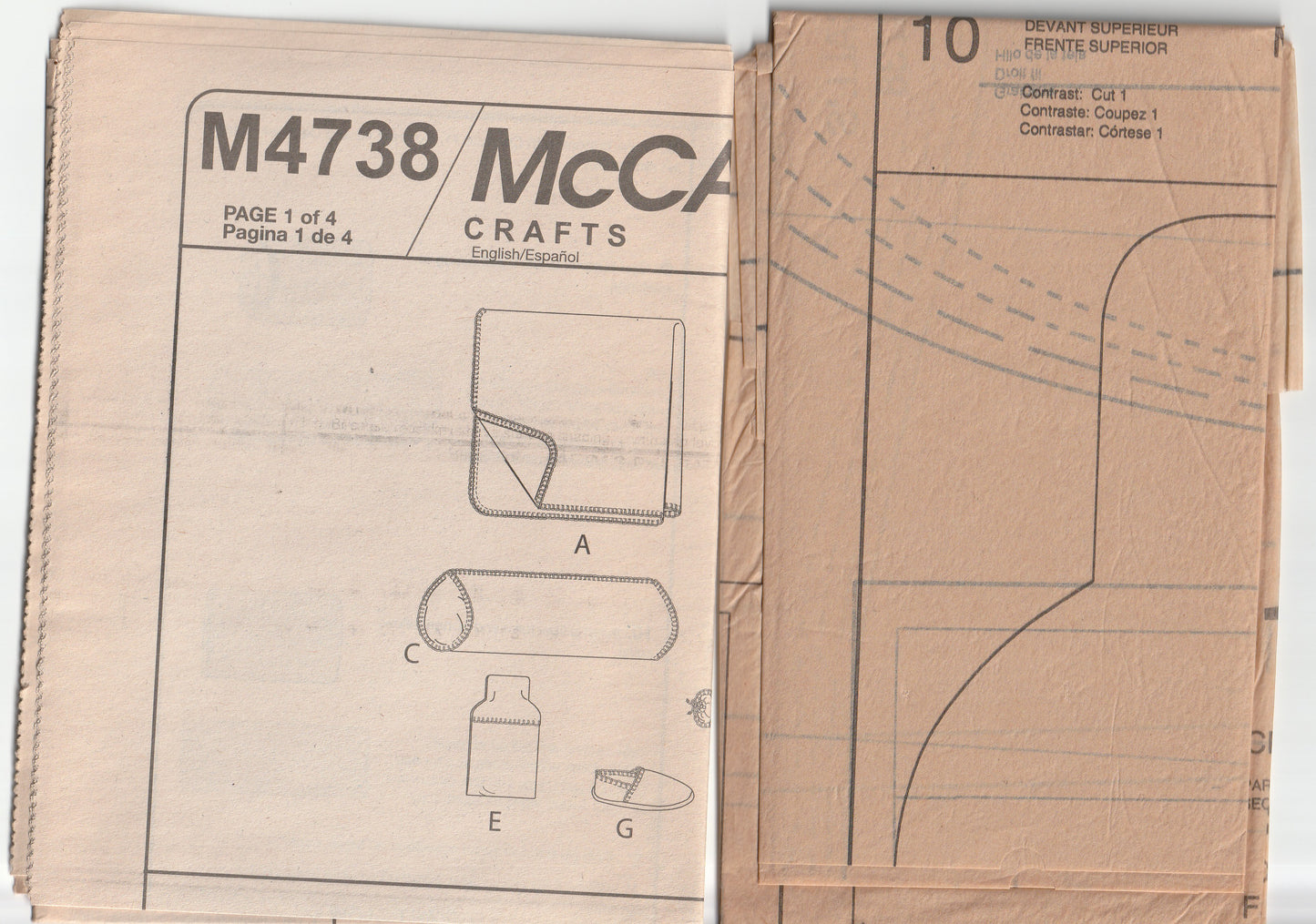 McCall's 4738 Fleece Gift Items Pillow Water Bottle Cover Slippers etc Out Of Print Paper Sewing Pattern UNCUT Factory Folded
