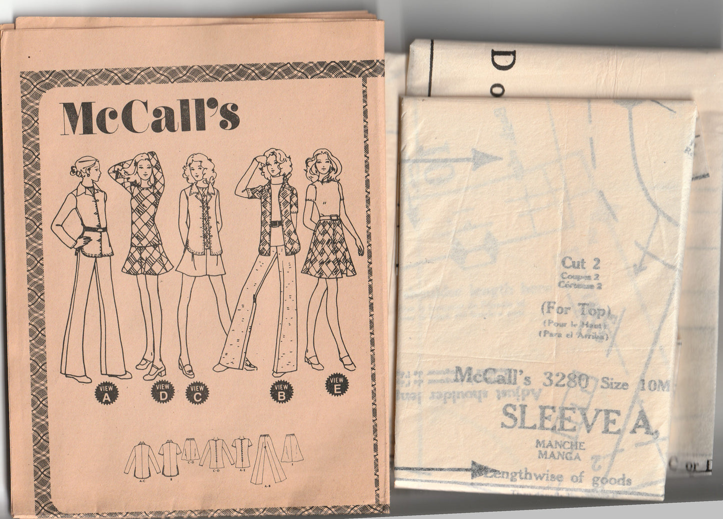 McCall's 4738 Womens Shirt/Jacket Top Pants & Skirt 1970s Vintage Paper Sewing Pattern Size 10 Bust 32.5 Inches