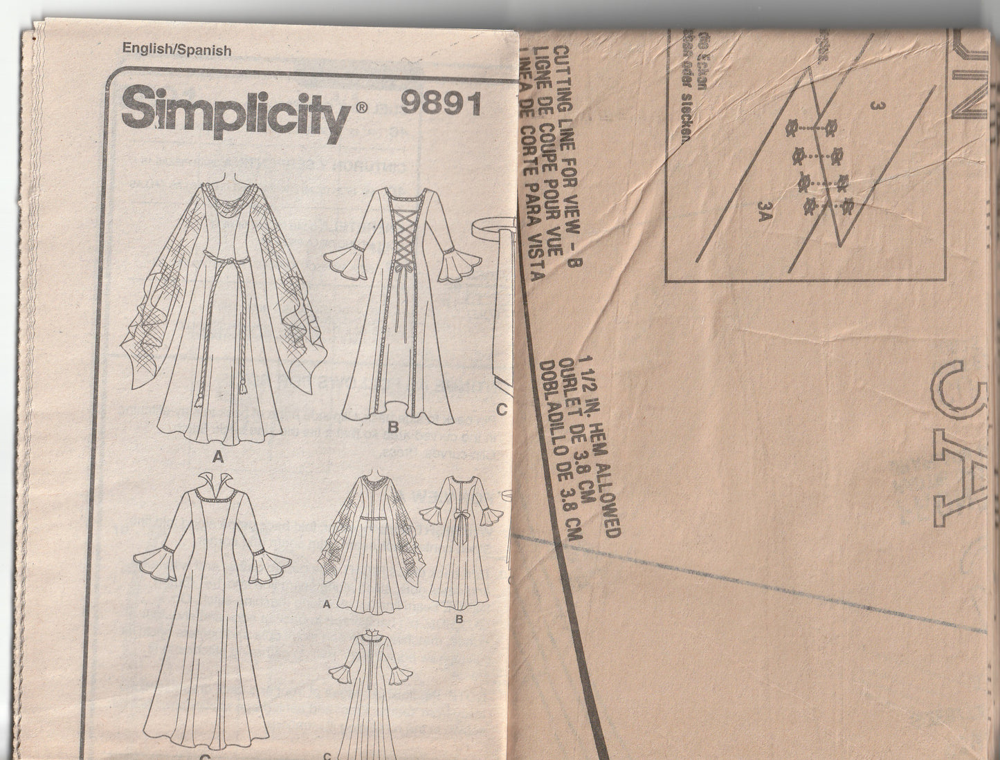 Simplicity 9891 Womens LORD Of The RINGS Inspired Costume Dress Out Of Print Paper Sewing Pattern Size 6 - 12 UNCUT Factory Folded
