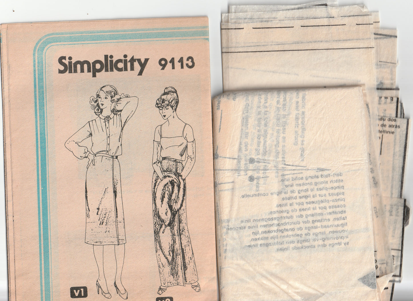 Simplicity 9113 Womens JIFFY Wrap Skirt in 2 Lengths 1970s Vintage Paper Sewing Pattern Size 14 Waist 28 Inches
