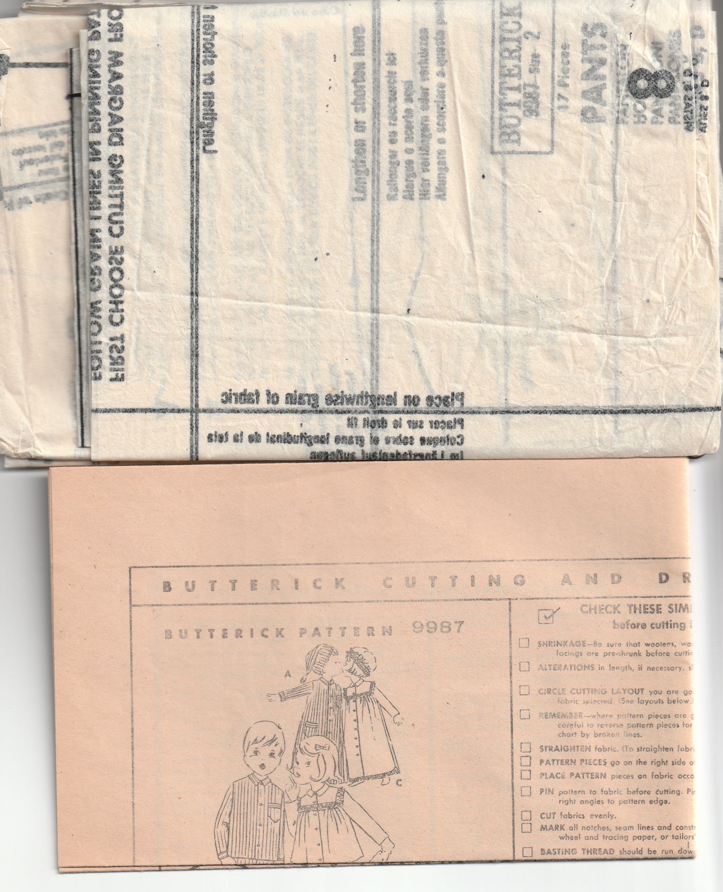 Butterick 9987 Toddler Boys or Girls Pyjamas Robe & Night Cap 1960s Vintage Paper Sewing Pattern Size 2