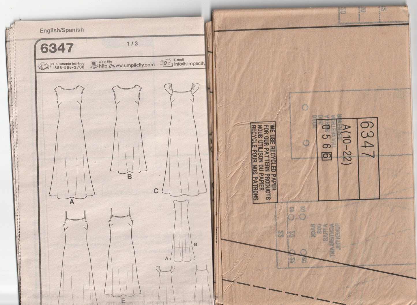 New Look 6347 Womens EASY 1 hour Dresses Out Of Print Paper Sewing Pattern Size 10 - 22 UNCUT Factory Folded