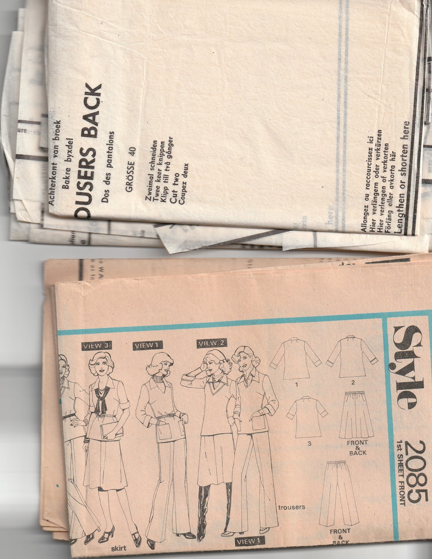 Style 2085 Womens EASY Pullover Top Bias Cut Skirt & Pull On Pants 1970s Vintage Paper Sewing Pattern Size 14 Bust 36 Inches