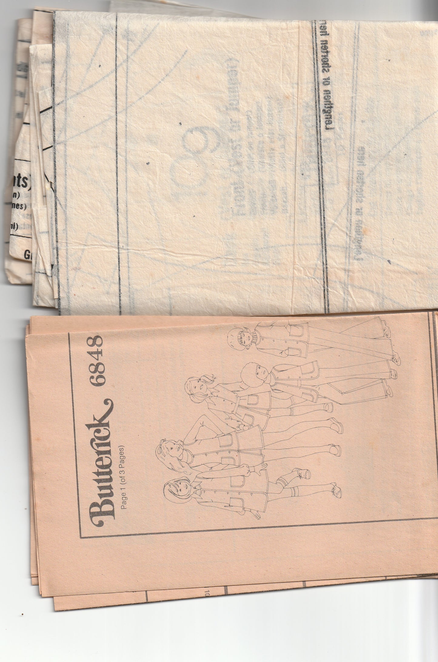 Butterick 6848 Girls Jumper Dress Vest Skirt & Pants 1970s Vintage Paper Sewing Pattern Size 8