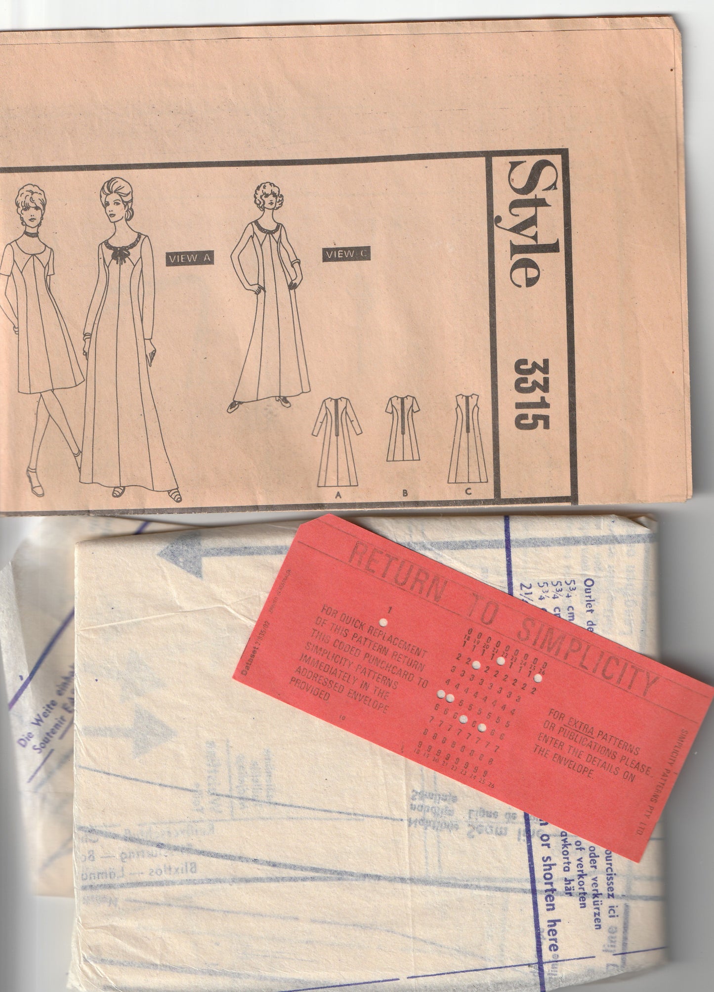 Style 3315 Womens Half Sized Evening Dress with Seam Detail 1970s Vintage Paper Sewing Pattern Bust 35 inches