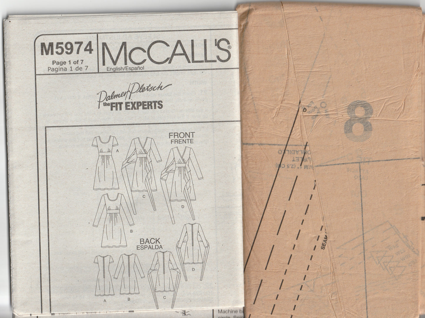 McCall's 5974 PALMER PLETSCH Womens Perfect Knit Dress with Bodice Variations Out Of Print Paper Sewing Pattern Size 18W - 24W UNCUT Factory Folded