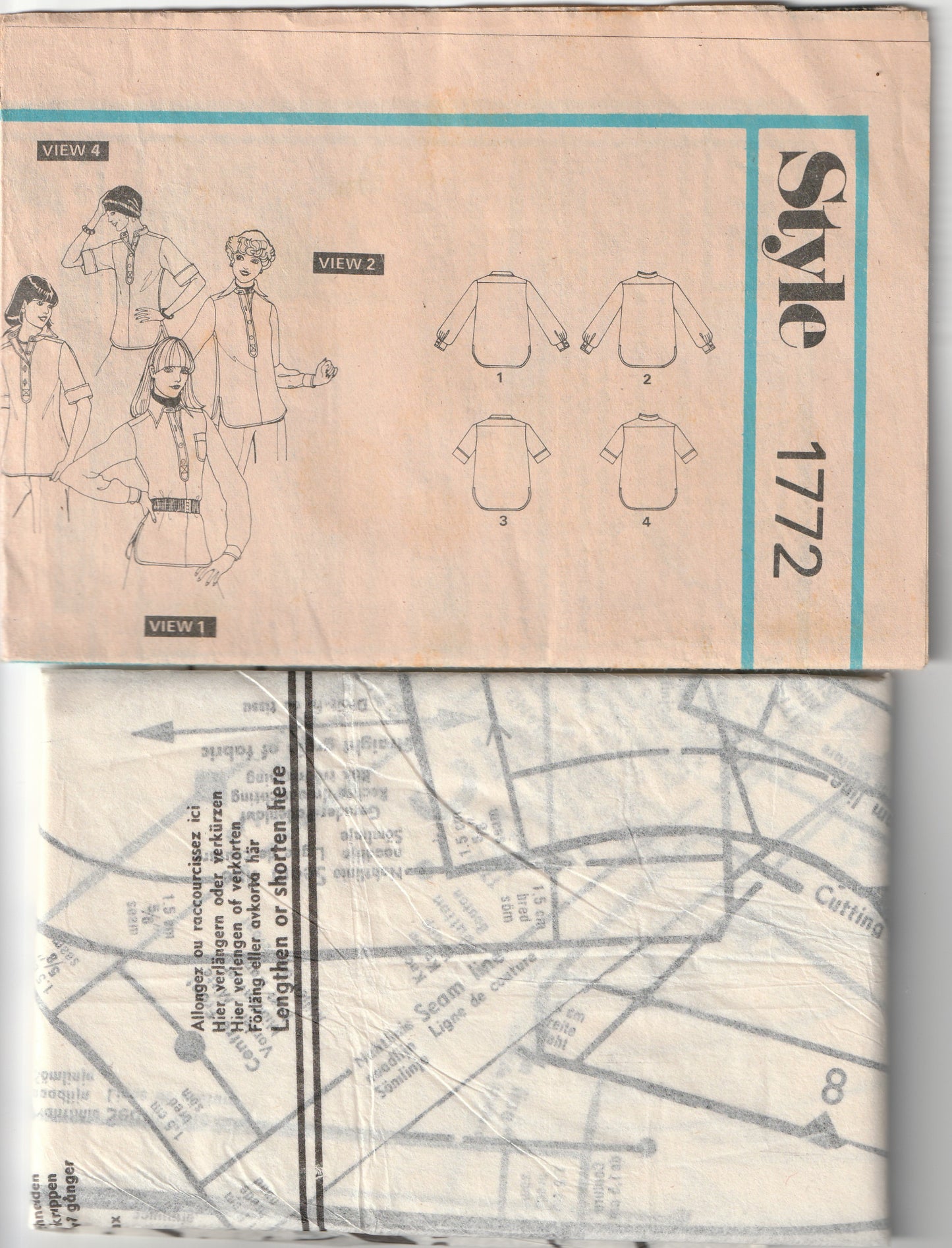 Style 1772 Womens Classic Button Front Shirts 1970s Vintage Paper Sewing Pattern Size 10 Bust 32.5 inches