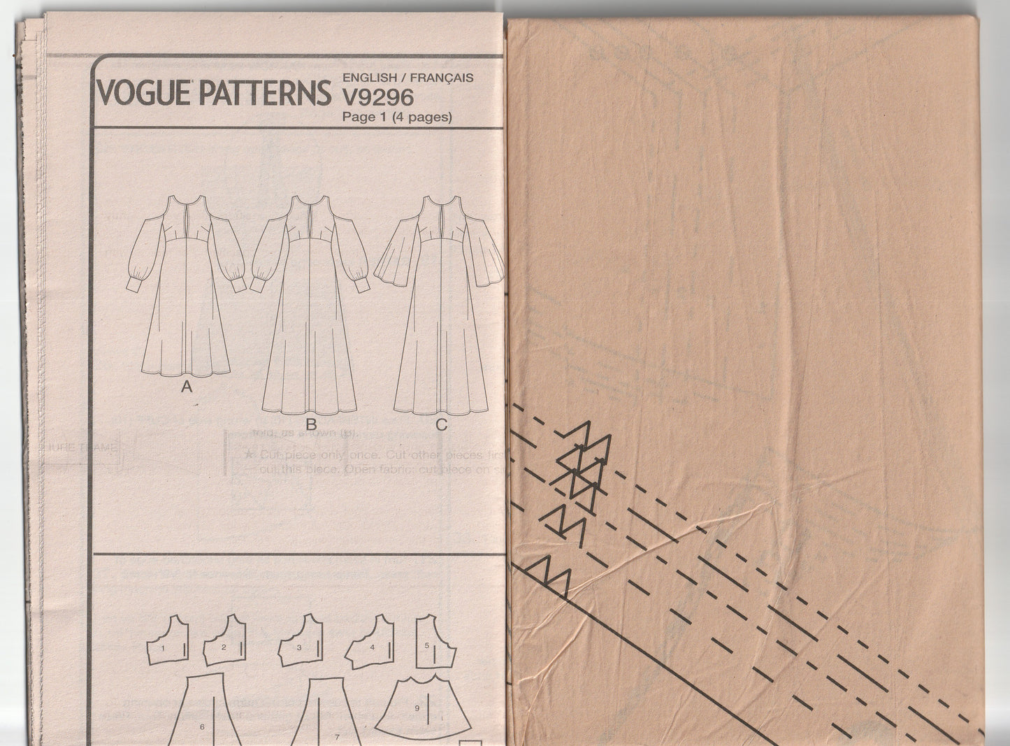 Vogue 9296 Womens Custom Fit Cold Shoulder Evening Dresses Out Of Print Paper Sewing Pattern Size 6 - 14 UNCUT Factory Folded