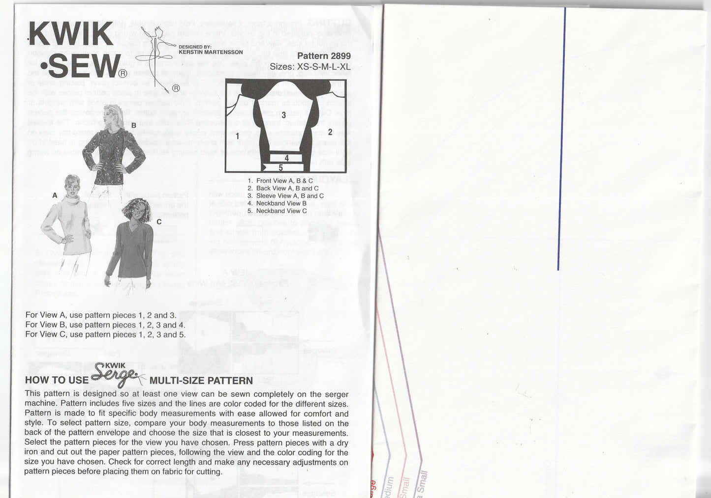 Kwik Sew 2899 Womens EASY Stretch Knit Tops Out Of Print Paper Sewing Pattern Size XS - XL UNCUT Factory Folded