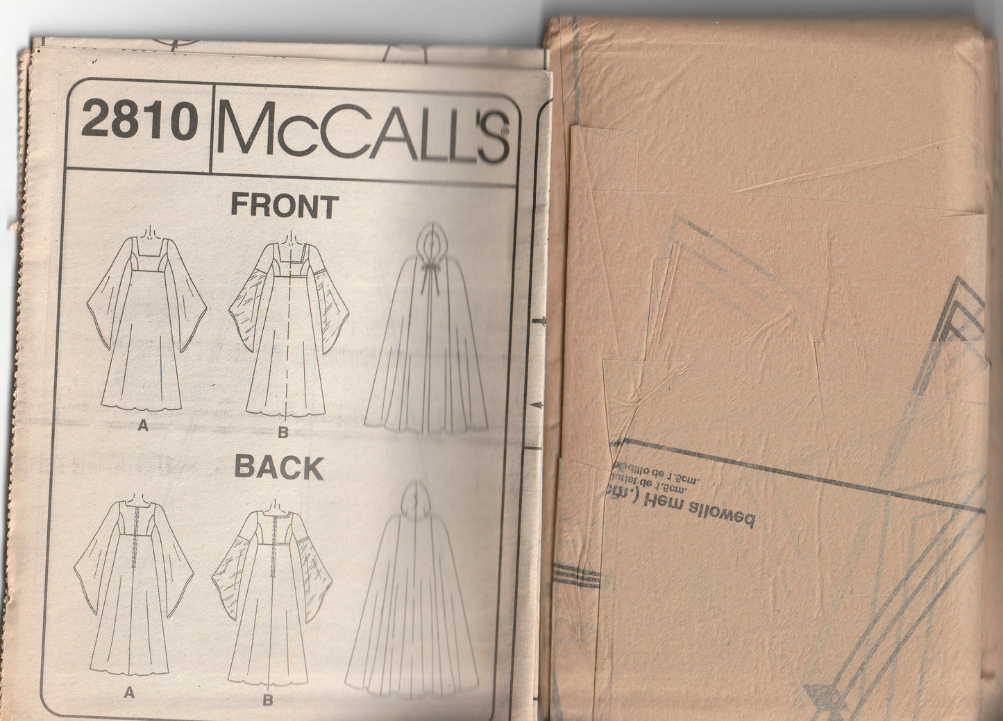 McCall's 2810 EVENING ELEGANCE Womens Goth Style Empire Waisted Evening Gown & Lined Cape Out Of Print Paper Sewing Pattern Size 10 - 14 UNCUT Factory Folded