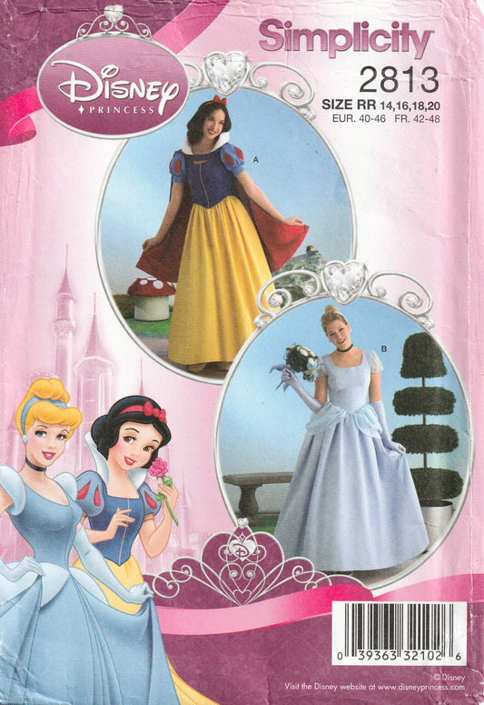 Simplicity 2813 Womens DISNEY Snow White & Cinderella Costumes Out Of Print Paper Sewing Pattern Sizes 14 - 20 UNCUT Factory Folded