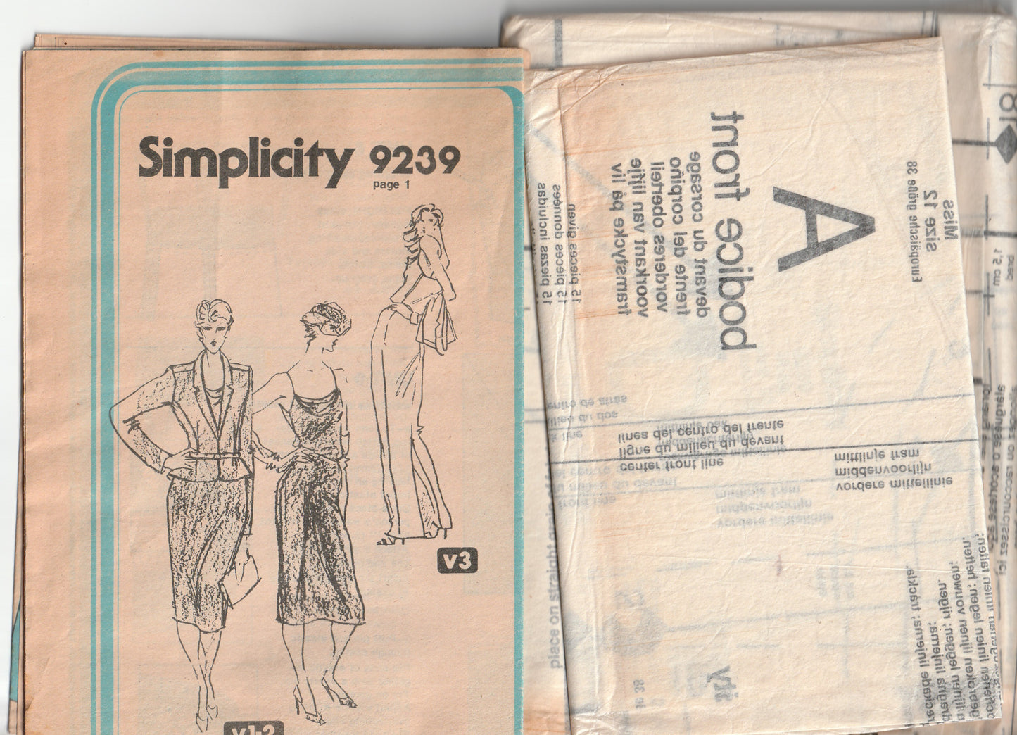Simplicity 9239 Womens Blouson Disco Dress & Jacket 1970s Vintage Paper Sewing Pattern Size 12 Bust 34 inches