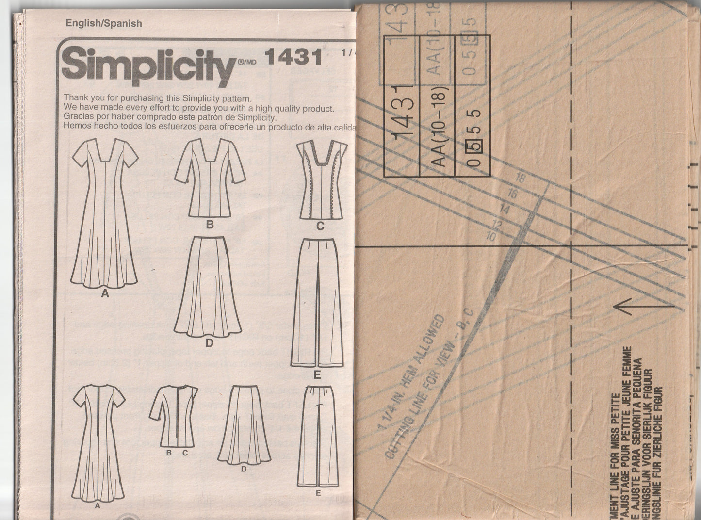 Simplicity 1431 Womens Capsule Wardrobe Out Of Print Paper Sewing Pattern Size 10 - 18 UNCUT Factory Folded