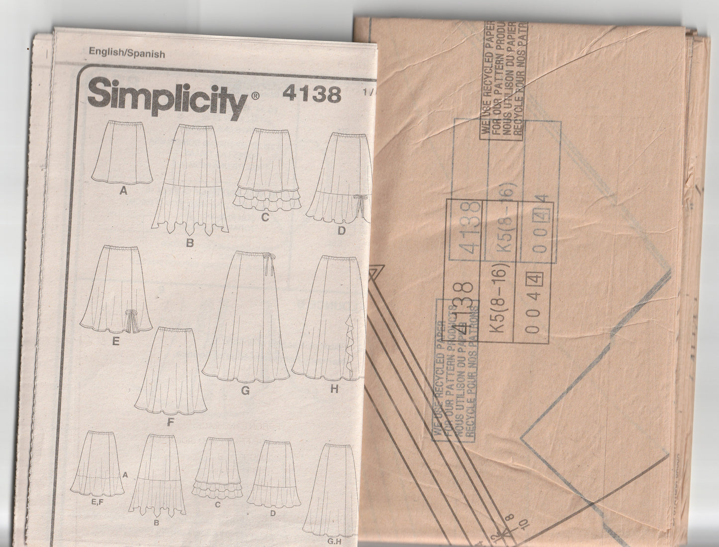 Simplicity 4138 Womens Flared Ruffled Skirts Out Of Print Paper Sewing Pattern Size 8 - 16 UNCUT Factory Folded