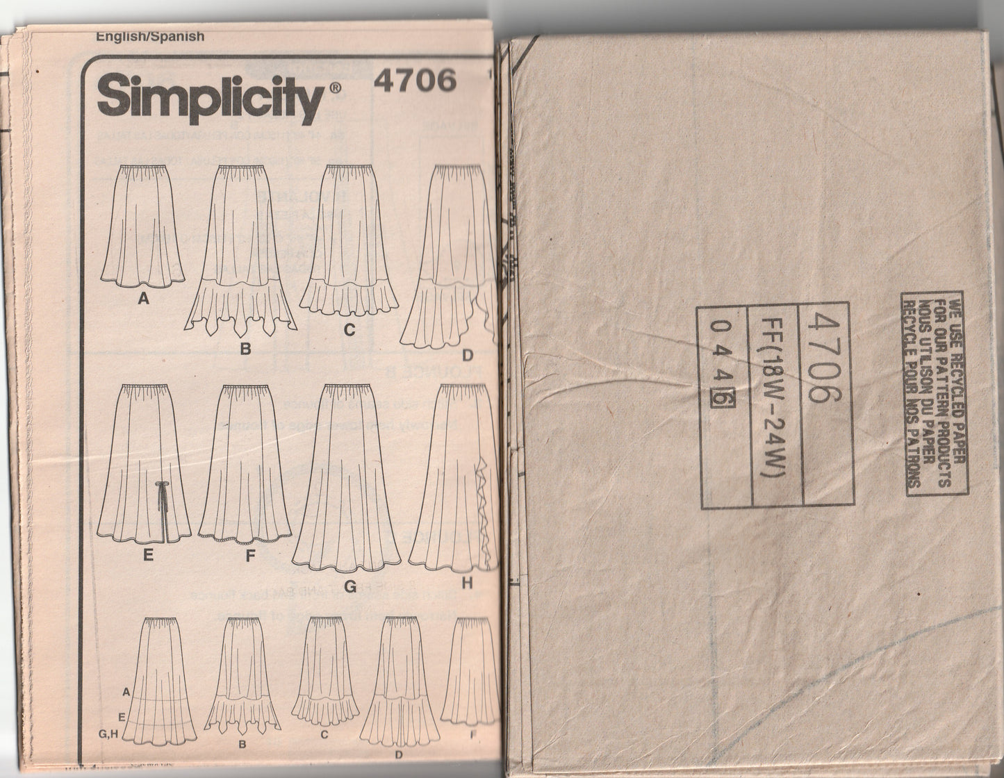 Simplicity 4706 Womens KHALIAH ALI Design Your Own Skirts Out Of Print Paper Sewing Pattern Size 18W - 24W UNCUT Factory Folded