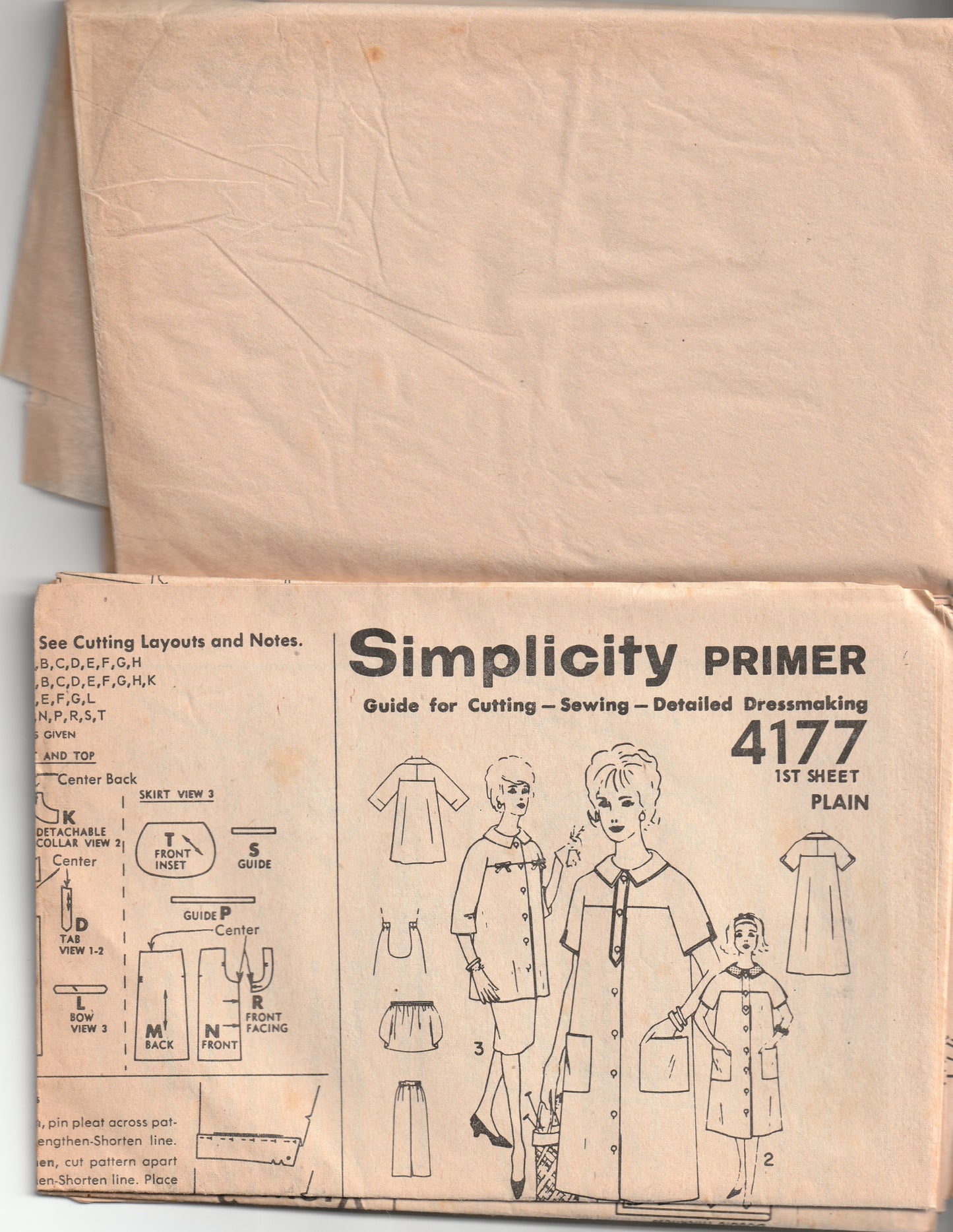 Simplicity 4177 Maternity Dress Top & Skirt 1960s Vintage Paper Sewing Pattern Size 16 Bust 36 inches