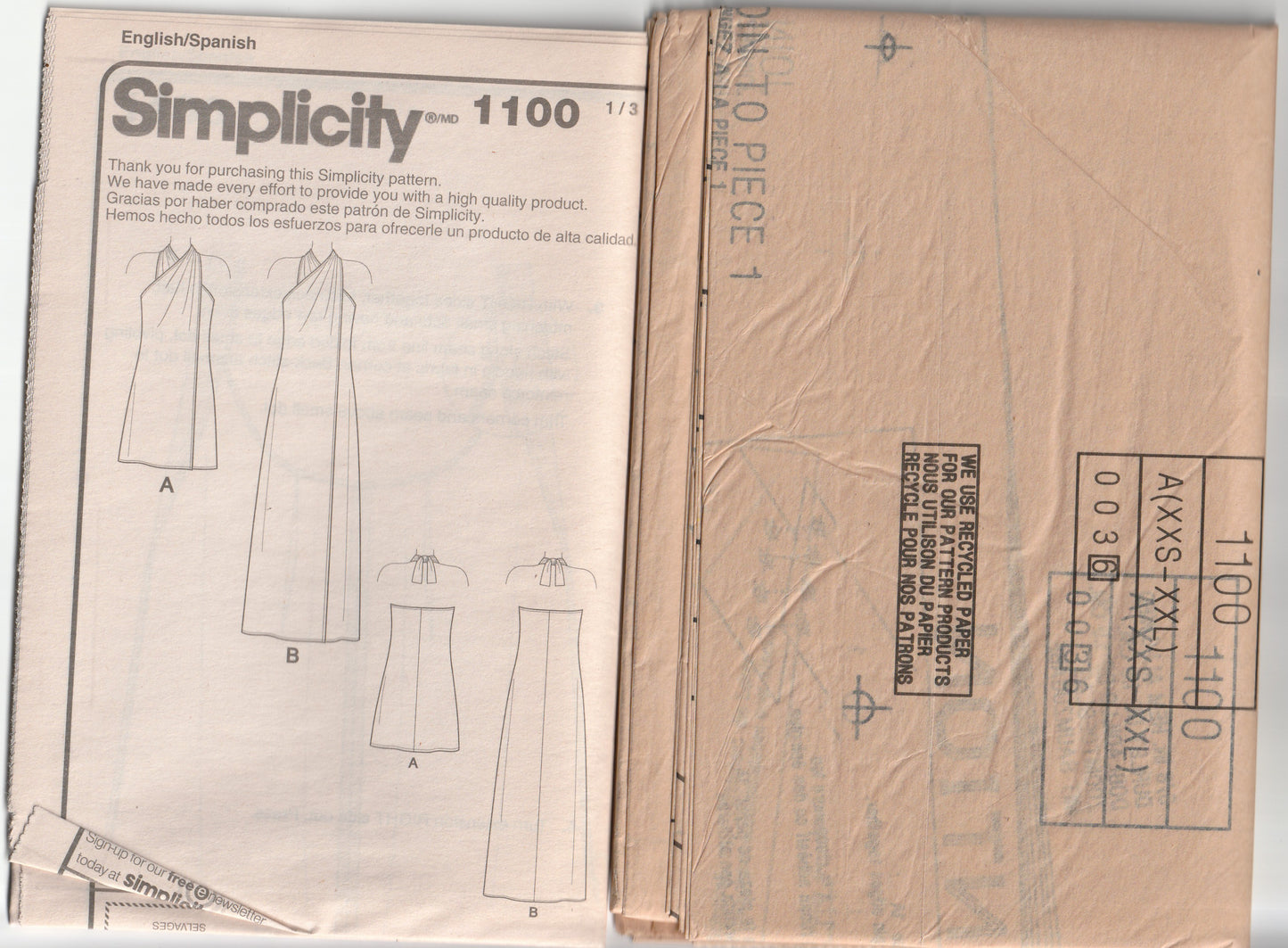 Simplicity 1100 Reissued SUPER JIFFY 1971 Halter Beach Cover Ups Out Of Print Paper Sewing Pattern Size XS - XL UNCUT Factory Folded