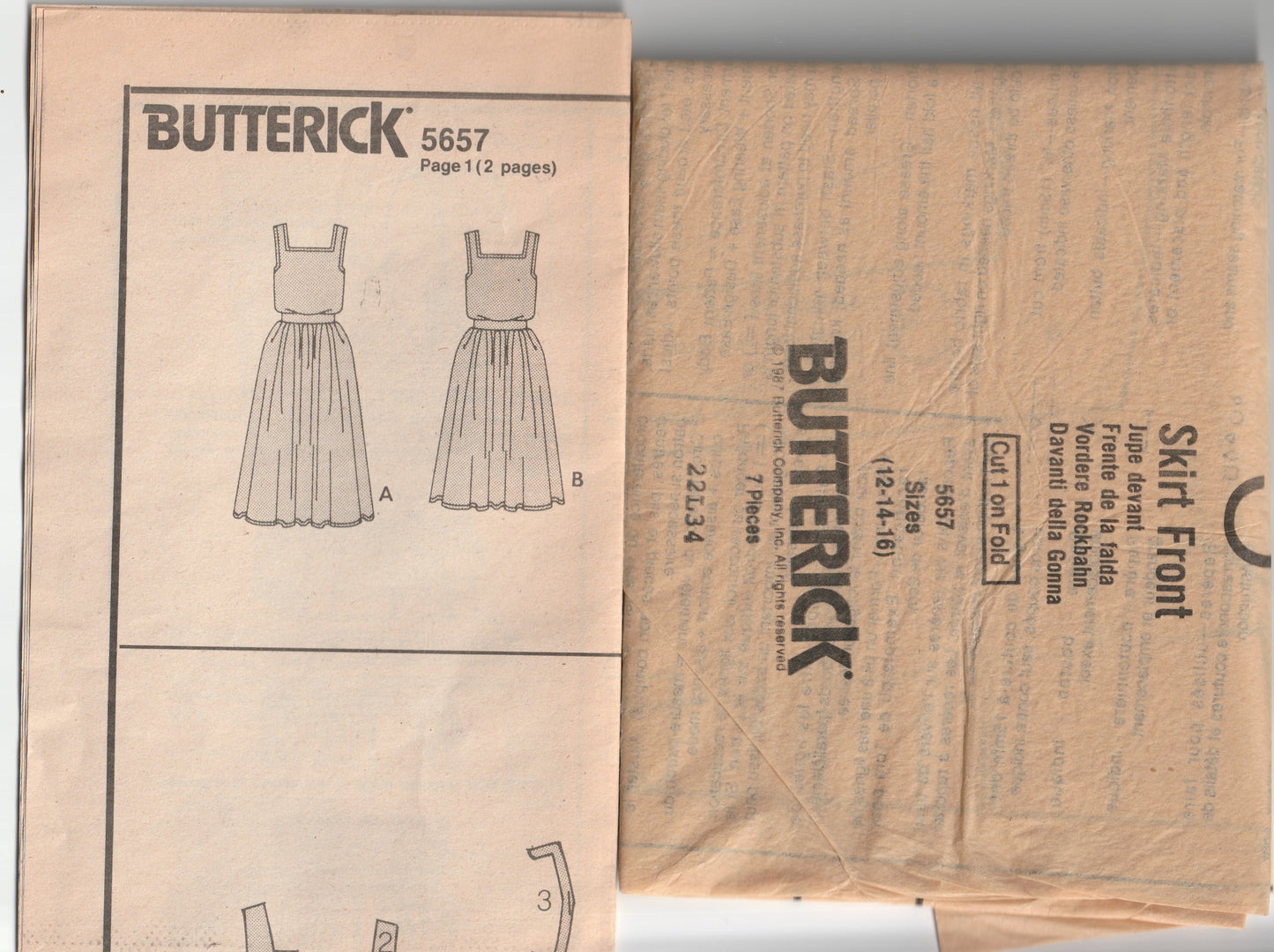Butterick 5657 EILEEN WEST Womens Square Neck Plunge Back Sundress 1980s Vintage Paper Sewing Pattern Size 12 Bust 34 Inches