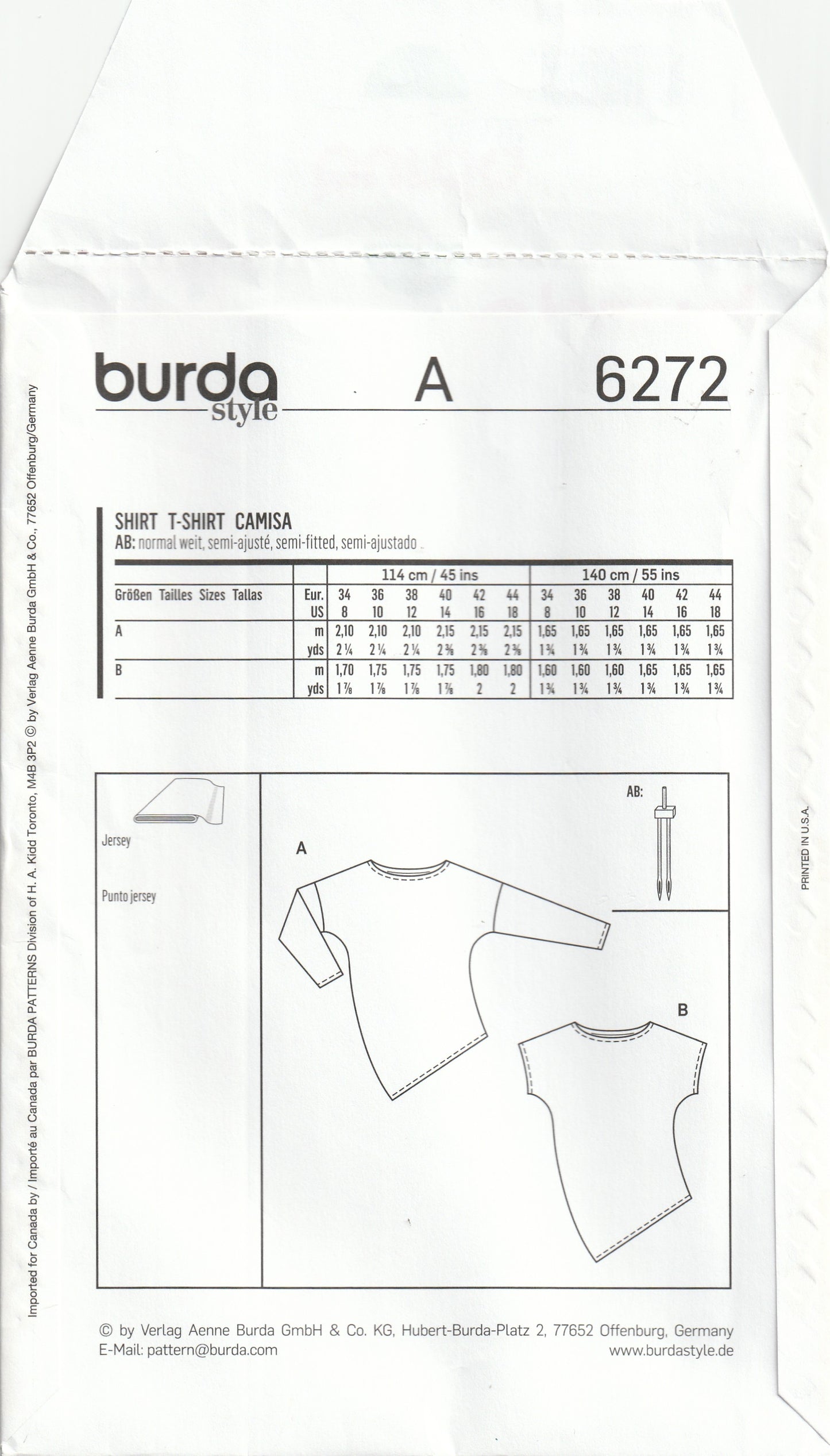 Burda Style 6272 Womens EASY Asymmetric Side Draped Stretch Knit Tops Out Of Print Paper Sewing Pattern Sizes 8 - 18 UNCUT Factory Folded