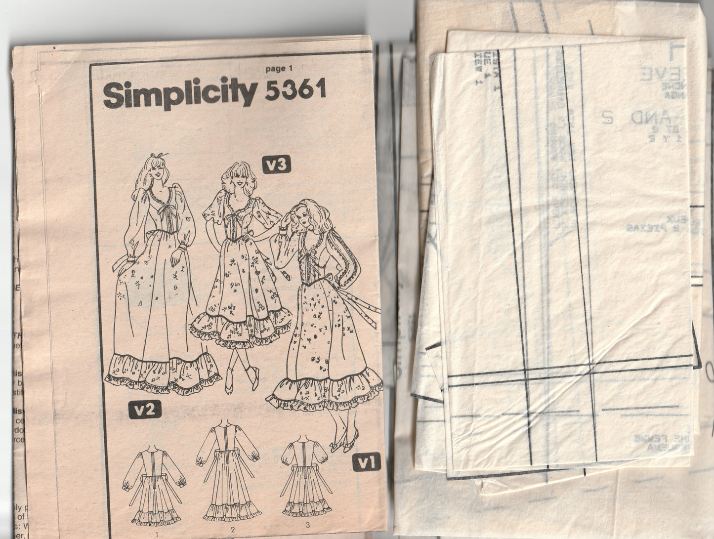 Simplicity 5361 RARE Gunne Sax Womens Laced Bodice with Puff Sleeves & Ruffles 1980s Vintage Paper Sewing Pattern Size 12 Bust 34 Inches