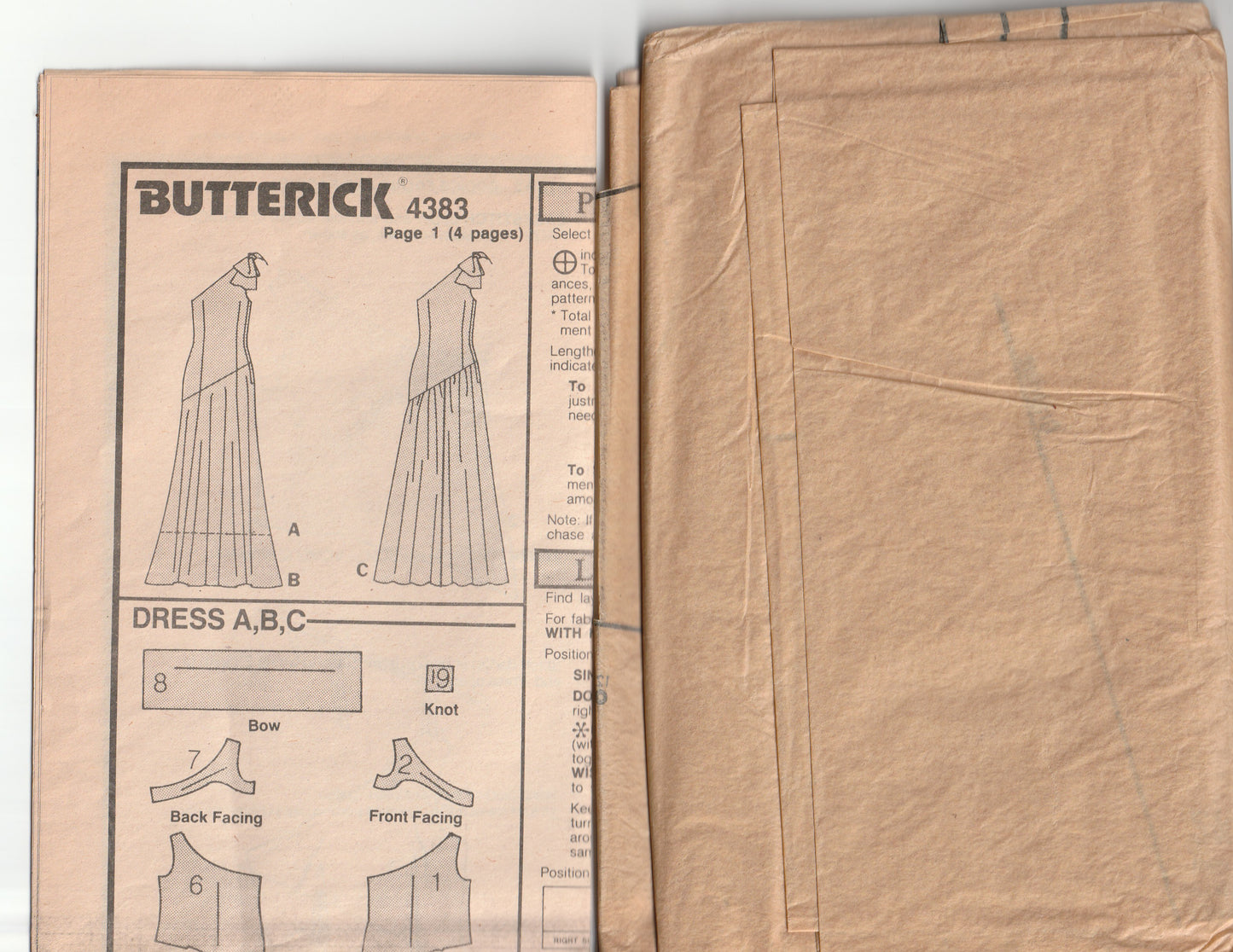Butterick 4383 Womens Evening One Shoulder Dress with Asymmetric Dropped Waist 1980s Vintage Paper Sewing Pattern Size 12 - 16