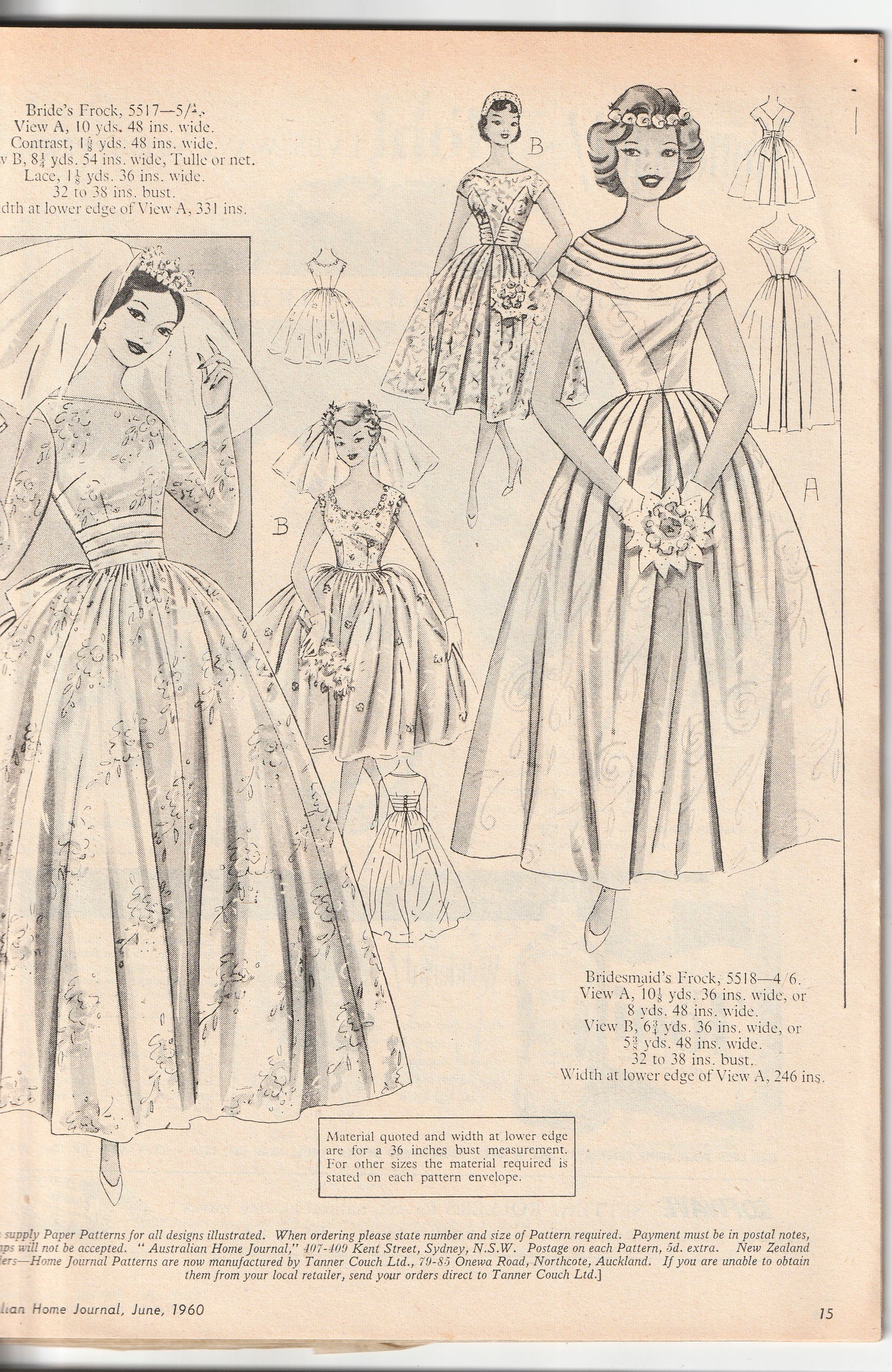 Australian Home Journal June 1960 Magazine with Womens Skirt Suit & Blouse & Girls Size 6 Full Skirt Dress Paper Sewing Patterns Included