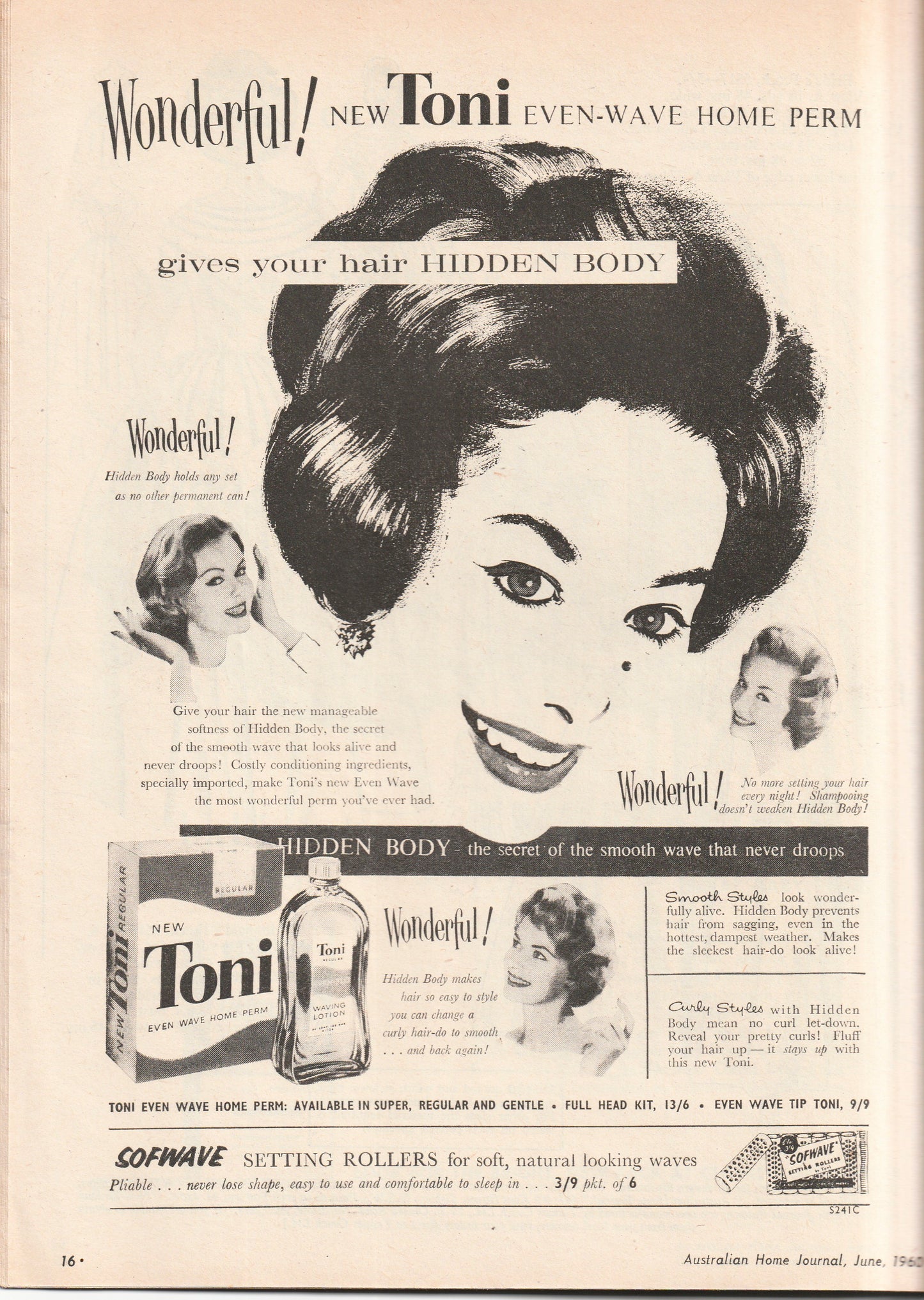 Australian Home Journal June 1960 Magazine with Womens Skirt Suit & Blouse & Girls Size 6 Full Skirt Dress Paper Sewing Patterns Included