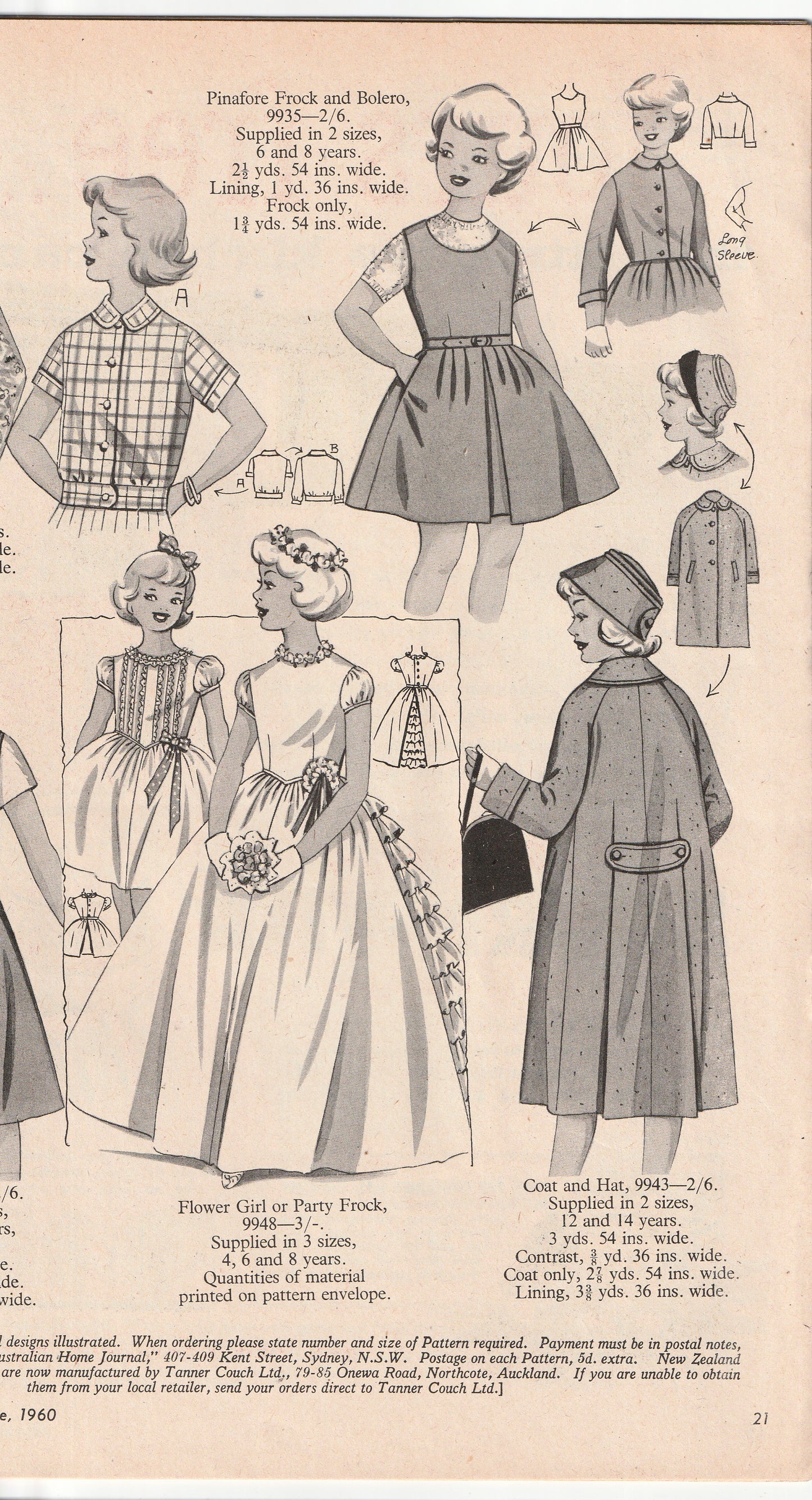 Australian Home Journal June 1960 Magazine with Womens Skirt Suit & Blouse & Girls Size 6 Full Skirt Dress Paper Sewing Patterns Included