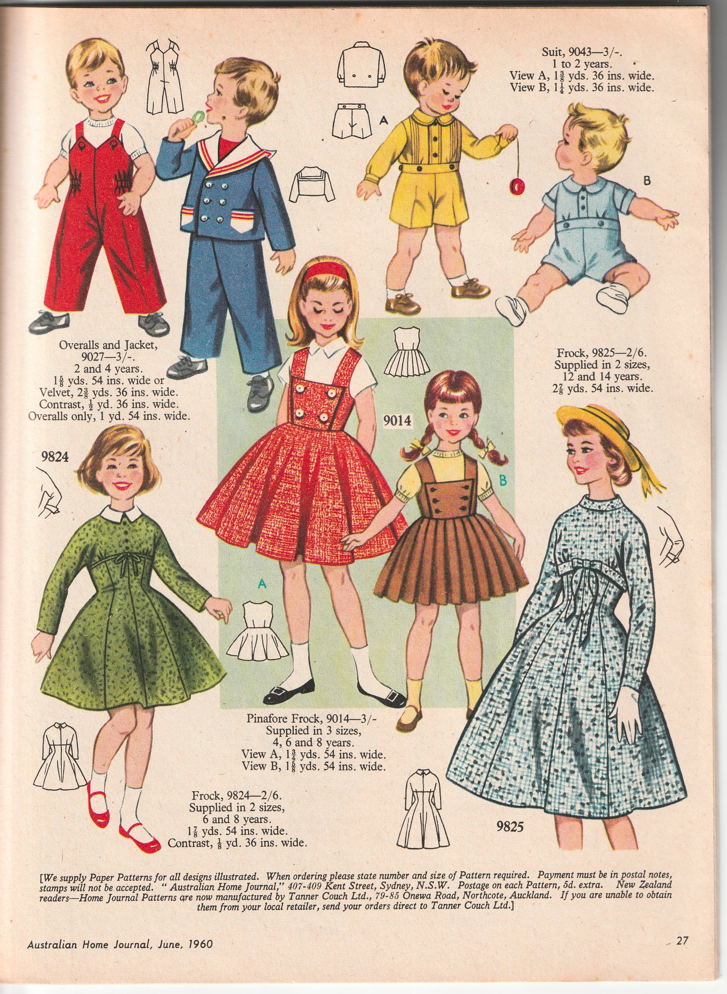 Australian Home Journal June 1960 Magazine with Womens Skirt Suit & Blouse & Girls Size 6 Full Skirt Dress Paper Sewing Patterns Included