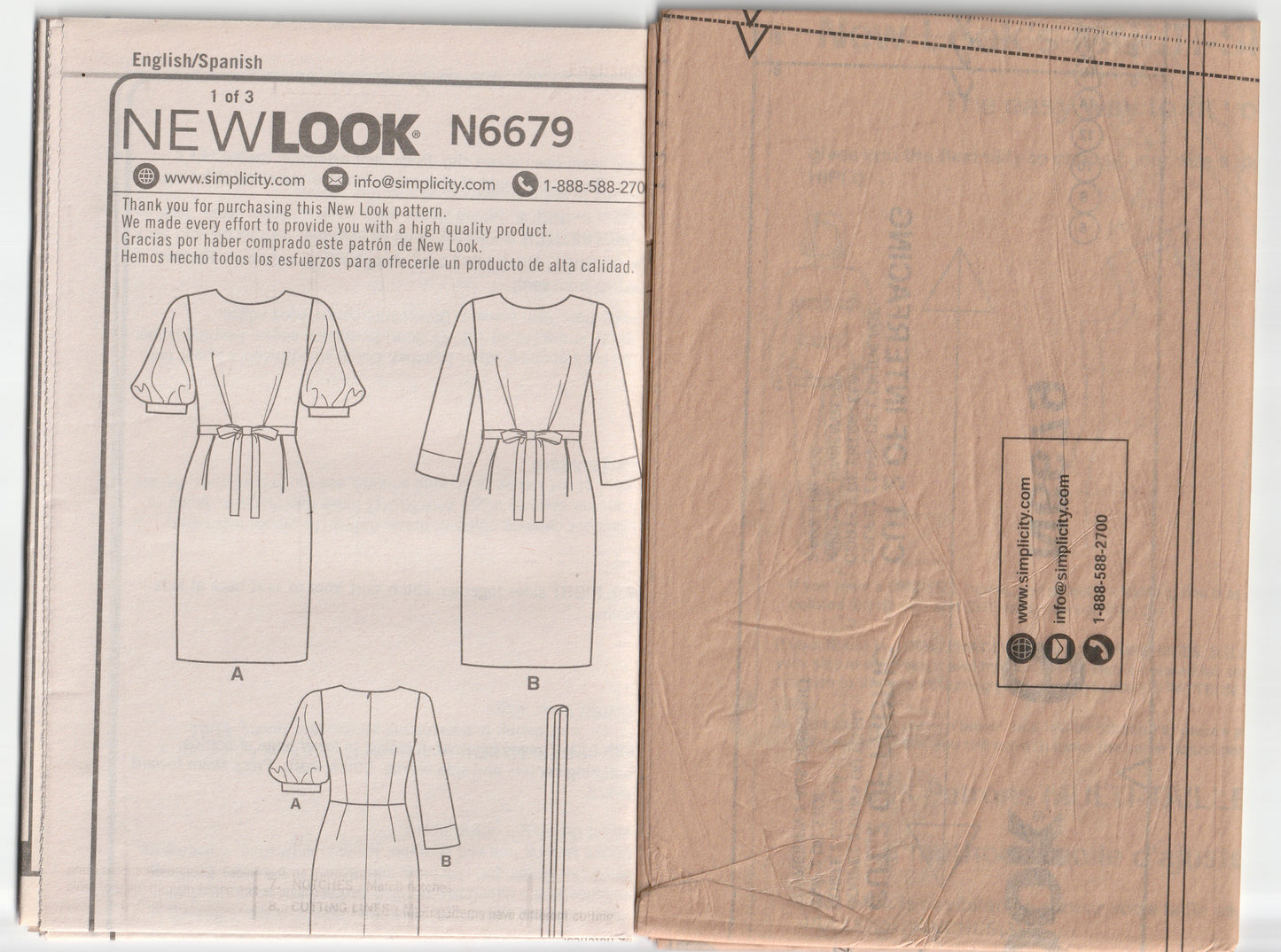 New Look 6679 Womens Sheath Dress with Bodice & Hip Pleats Out Of Print Paper Sewing Pattern Size 6 - 18 UNCUT Factory Folded