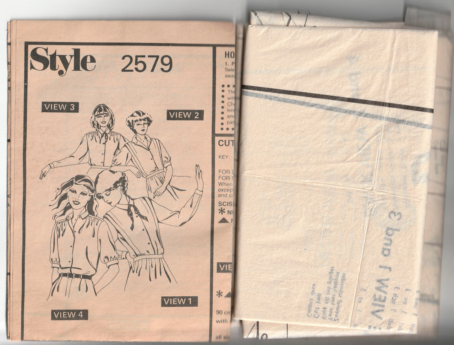 Style 2579 Womens Flanged Shoulder Blouses 1970s Vintage Paper Sewing Pattern Size 12 Bust 34 Inches