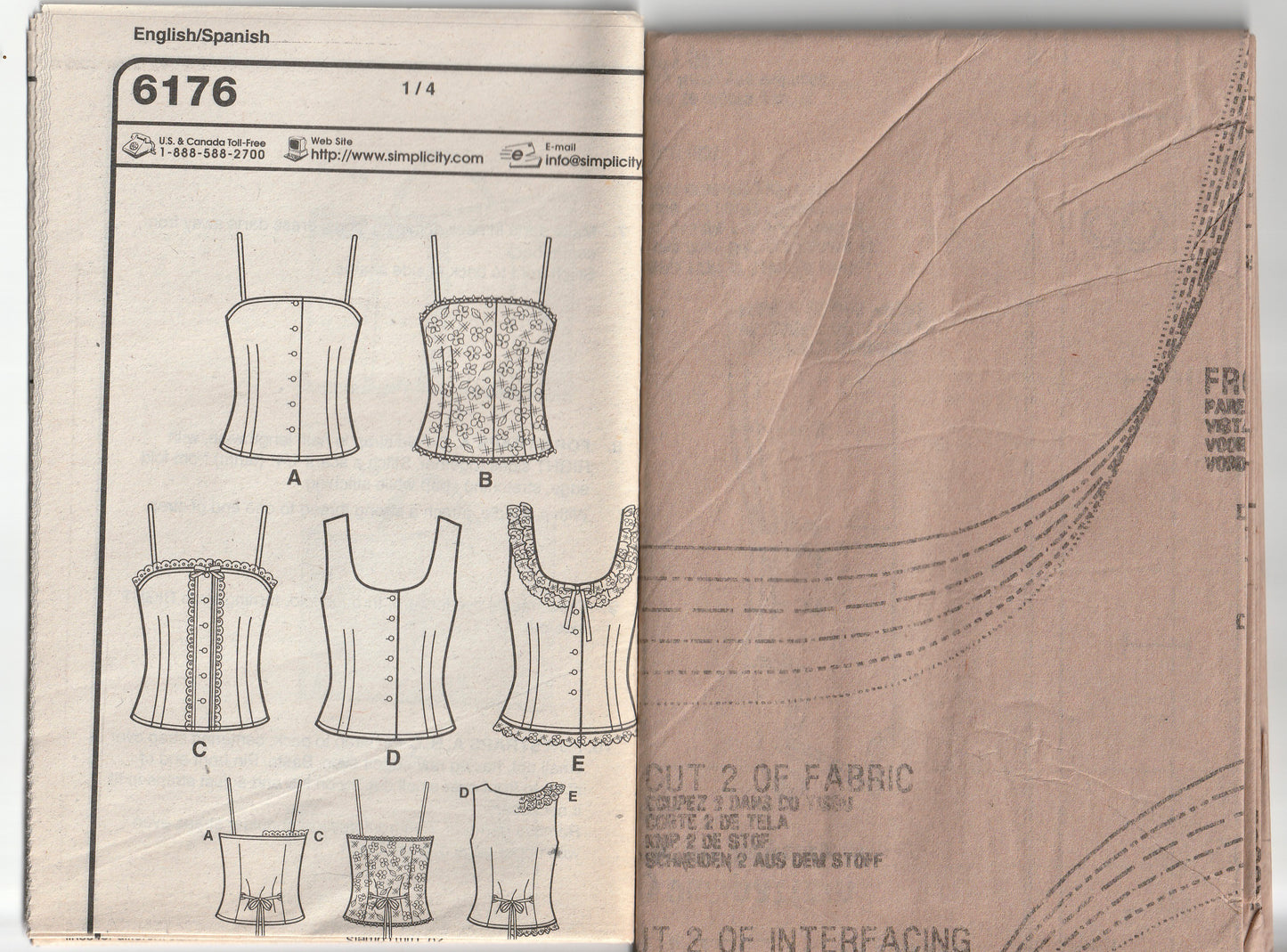New Look 6176 Womens Button Front Camisoles & Sleeveless Tops Out Of Print Paper Sewing Pattern Size 6 - 16 UNCUT Factory Folded