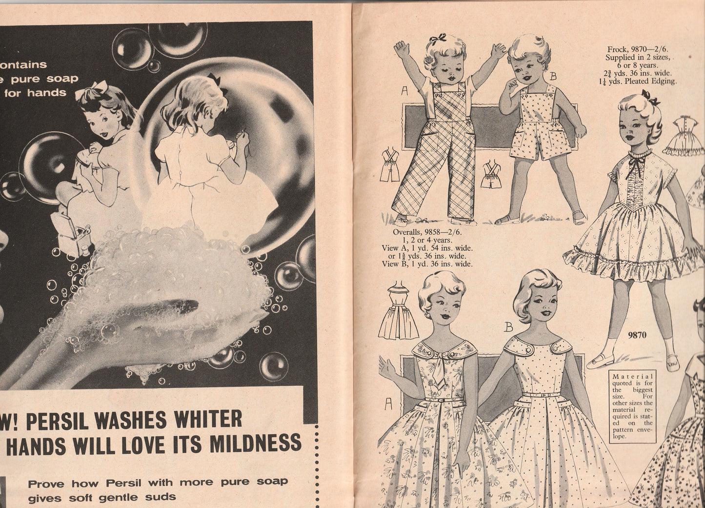 Australian Home Journal March 1959 Magazine with Womens Full Skirt Dress Sheath Dress Boys Suit & Girls Party Dress Factory Folded Paper Sewing Patterns Included